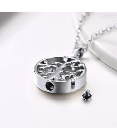 Personalized Prosteel Urn Pendant Necklace - Memorial Ash Jewelry with Chain - Life Tree Cross & Maria Designs in Stainless Steel & 18K Gold - Buy Online on GoSupps.com