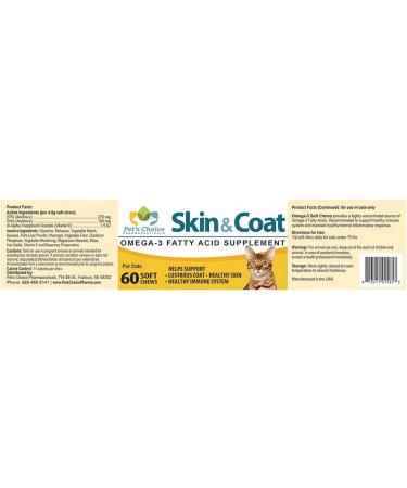 Skin & Coat Omega-3 Soft Chews for Cats - 60ct | Pets Choice Pharmaceuticals - Buy Online on GoSupps.com