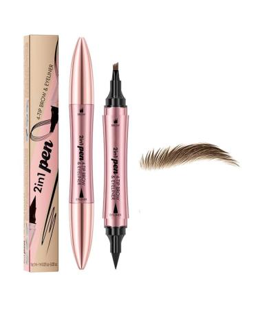 Crayon Sourcils 2 en 1 Double Extr mit avec Eyeliner Stylo Pointe Quadruple pour Sourcils et Eyeliner Dernier Maquillage Toute la Journ e (Marron A)