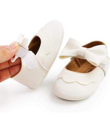 Baby Girls Mary Jane First Walking Shoes | PU Leather Anti-Slip Princess Shoes | Infant Baby Shoes 6-12 Months | E White - Buy Online on GoSupps.com