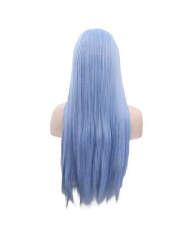 SHIYID Sky Blue Long Synthetic Lace Front Wig - Heat Resistant Silky Straight Fiber Hair for Women | Best Quality International Shipping - Buy Online on GoSupps.com