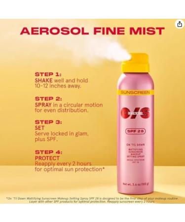 O/S by P-Starr - On 'Til Dawn Mattifying Sunscreen Makeup Setting Spray SPF 28 Long-wearing UV Protection - 3.6 oz/142 mL - Buy Online on GoSupps.com