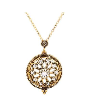 Vintage Bronze Snowflake Magnifying Glass Women Sweater Chain Long Necklace Pendant Necklace Reading Magnifier Magnifying Glass Necklace Endant Jewelry Gold