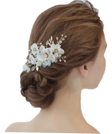 Angoily Metal Hair Barrettes Bridal Headpiece Pearl Hair Clip Rhinestone Barrettes Floral Hair Accessories Hair Combs Barrette Pearl Hair Comb Metal Hair Comb Bride Wedding Gauze - Buy Online on GoSupps.com