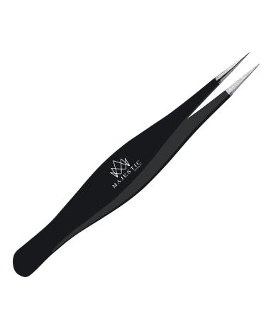 Fine Point Tweezers for Women and Men  Splinter, Ticks, Facial or Chin Hair, Brow and Ingrown Hair Removal  Sharp, Needle Nose, Stainless Steel, Surgical Tweezers Precision Pluckers Majestic Bombay Black