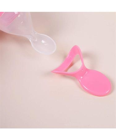 Squeeze Bottle Spoon Baby Feeding Set - 90ml Pink | Silicone Dispensing Feeder for Infant, Newborn & Toddler - Buy Online on GoSupps.com