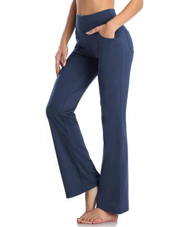 COJCOIHN Women's Bootcut Yoga Pants | Buttery Soft Fabric | Tummy Control & 4 Pockets | Navy, Medium - Buy Online on GoSupps.com