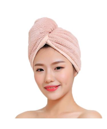Thick hair turban hair dryer towel headscarf microfiber head towel towels hairpunning long hair drying cloth with button quick drying quickly dry sucking coral red fleece pink