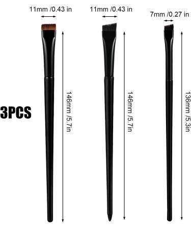 3pcs Eyebrow Eyeliner Brush Set - Flat Thin & Beveled Precision Design for Eye Makeup - Buy Online on GoSupps.com