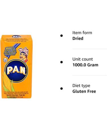 Pan Precooked Yellow Corn Flour 1kg - High-Quality Gluten-Free Ingredient - Buy Online on GoSupps.com