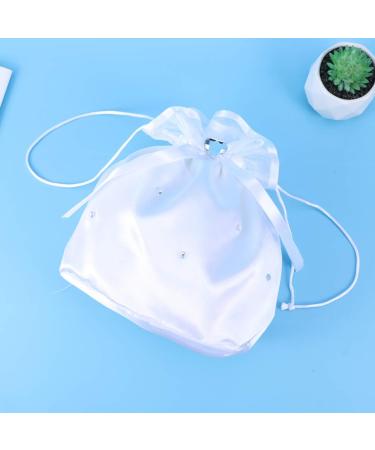 ARTIBETTER Satin Bridal Wedding Money Bag with Floral Lace - White Bridal Satin Flower Decorated Bag for Dollar Dance and Wedding Favor - Buy Online on GoSupps.com