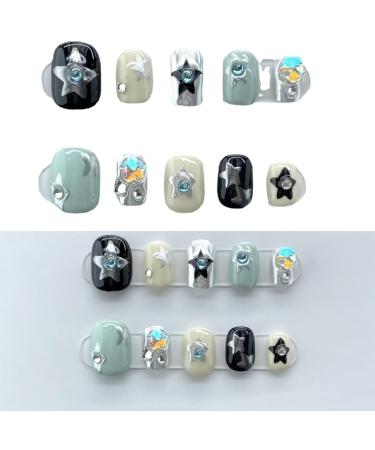 Ruarby Gothic Short Press on Nails Handcrafted Round Accessories False Stick on Nails for Women and Girls - Buy Online on GoSupps.com