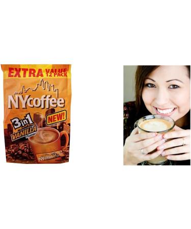 NYCoffee 3 in 1 Sachets (48) Vanilla Flavour Bundled With Temas Store 48 Coffee Stirrers| Vanilla Coffee Sachets Individually Wrapped | Add Hot Water & Stir |Instant Coffee Gifts For Coffee Lovers - Buy Online on GoSupps.com