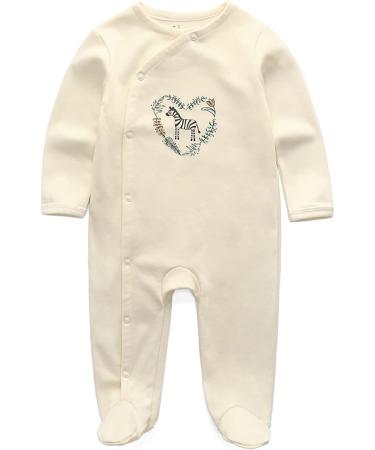 MAMIMAKA Baby Clothes Newborn Cotton Footed Pajamas 3-6 Months Long Sleeve - COLOR3 - Buy Online on GoSupps.com