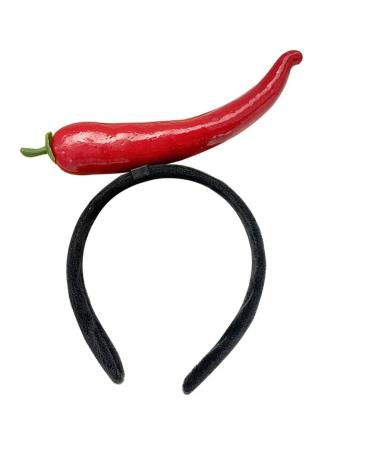 Lurrose Plush Chili Pepper Headband Vegetable Hairbands Bridal Hairband Wedding Hair Accessories For Women Girls Red