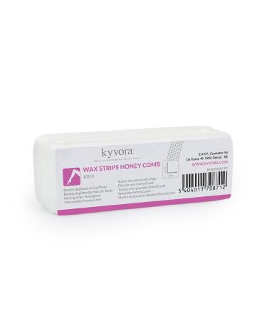 Board strips 100 pieces for hair removal with hot wax and sugar honeycomb pattern 3.5 cm x 10 cm small format especially for face and small areas for depilap brand Kyvora