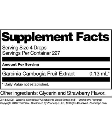 Garcinia Cambogia Fruit Glycerite Liquid Extract (1:5) - Strawberry Flavored (1 oz ZIN: 522508) - Buy Online on GoSupps.com