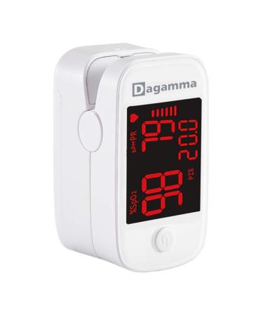 Dagamma DP200 Fingertip Pulse Oximeter Heart Rate Measurement Blood Oxygen Saturation Monitor SpO2 with LED Screen IP22 Level Water and Dust Resistance Batteries Lanyard (White)