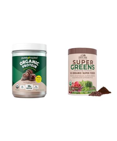 Purely Inspired Organic Protein Powder and Country Farms Super Greens Drink Mix Bundle (16+20 Servings)