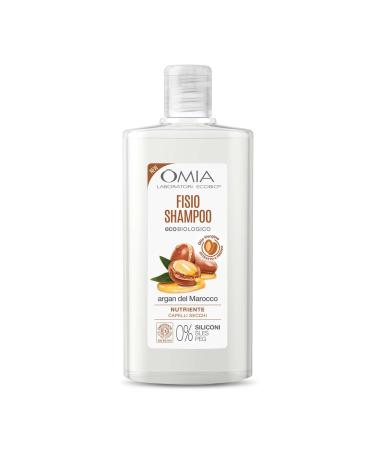 Omia Fisio Shampoo Eco Bio con Olio di Argan del Marocco Per Capelli Secchi Nutriente e Ristrutturante Adatto ad un Uso Frequente Senza Siliconi Dermatologicamente Testato - Flacone da 200 ml
