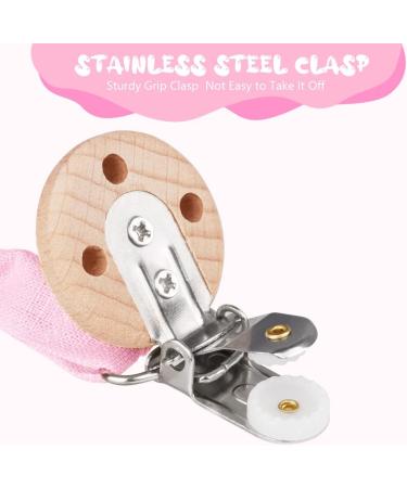 Vicloon Baby Dummy Clips - 3 Pack Wooden Dummy Clip for Boys and Girls | BPA Free Soother Pacifier Chain Holder | Teether Toy | Pink/Gray/Yellow - Buy Online on GoSupps.com