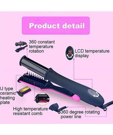 Professional 2-in-1 Hair Straightening & Curling Iron - No Damage Flat Irons for Short & Long Hair - Rotating Iron Curler in Black - Buy Online on GoSupps.com