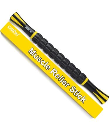 Idson Muscle Roller Stick for Athletes- Body Massage Sticks Tools-Muscle Roller Massager for Relief Muscle Soreness,Cramping and Tightness,Help Legs and Back Recovery,Black Yellow