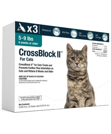 VetOne - CrossBlock II Kills & Prevents Fleas on Cats (Over 8 Weeks Old) | Waterproof to Last Long | Ensures 3 Months of Protection (5-9lbs)