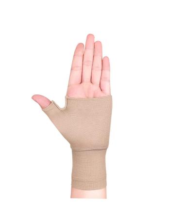 GLEAVI 2 Pairs Fingerless Compression Gloves - Pressure Wrist Support & Thumb Brace for Pain Relief - Nylon Khaki Wrist Sleeves - Buy Online on GoSupps.com