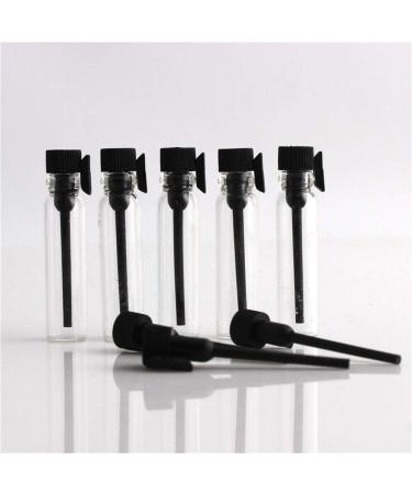 Teensery 100 Pcs Mini Glass Perfume Sample Bottles with Black Cap - 1ml Refillable Containers for Essential Oils, Fragrances, Aromatherapy & Liquids - Buy Online on GoSupps.com