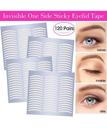 Natural Invisible Double Eyelid Tape Self Self-adhesive One Side Sticky Eyelid Stickers - Instant Eye Lift Without Surgery - Perfect for Hooded Droopy Uneven or Mono-eyelids (120 Pairs Slim) Invisible One-sided Sticky Slim Size