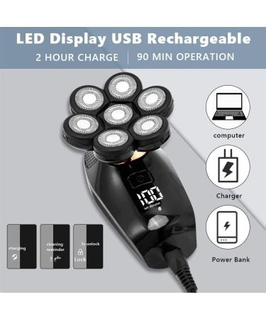 5-in-1 Electric Head Shaver for Bald Men - 7 Blades Waterproof & Rechargeable Perfect for Nose Hair Trimming - Buy Online on GoSupps.com