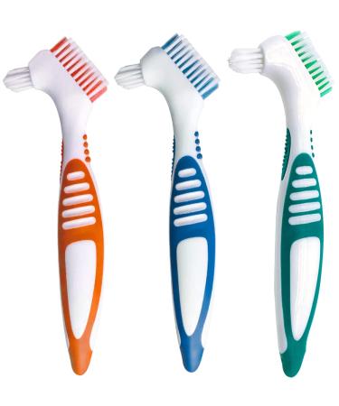 Mckkor Premium Hygiene Denture Cleaning Brush Set, Multi-Layered Bristles & Ergonomic Rubber Handle, for Denture Care(Pack of 3)