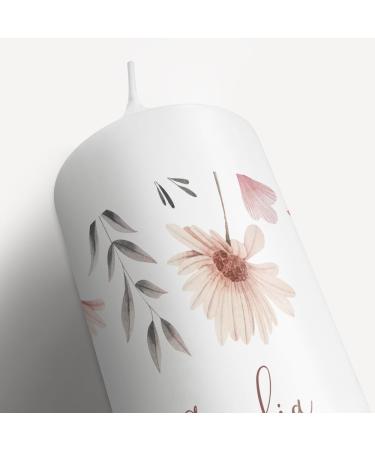 Personalized Christening Candle for Girls | Modern Floral Design | Customizable with Name & Baptismal Saying | Includes Jute Ribbon Decoration - Buy Online on GoSupps.com
