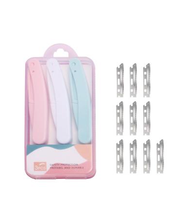 Eyebrow razors for women 3 pieces +10 replacement blades face razor dermaplaning razor blades beauty eyebrow shaper razors women