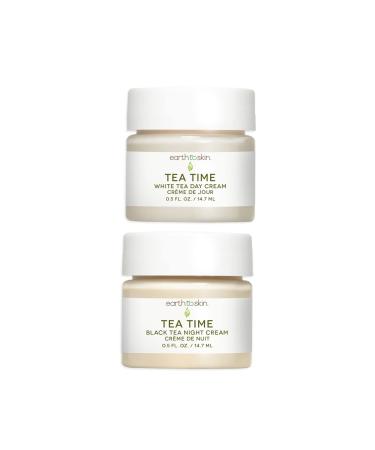 Earth To Skin Tea Time Mini Duo Set: White Tea Day Cream (0.5 Fl Oz) and Black Tea Night Cream (0.5 Fl Oz)