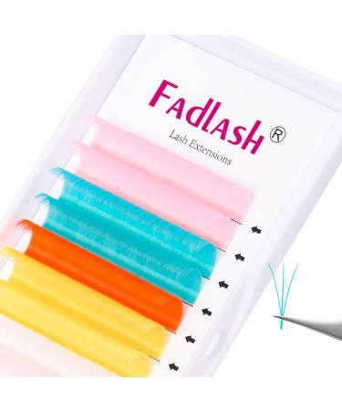 Volume Lash Extensions Neon Colored Lashes Extensions Easy Fan Hot Light Pink White Blue Orange Gold Light Purple Yellow Glow under UV Light (8 Color 0.07-D 13mm) 0.07-D-8 Color Mix-13mm