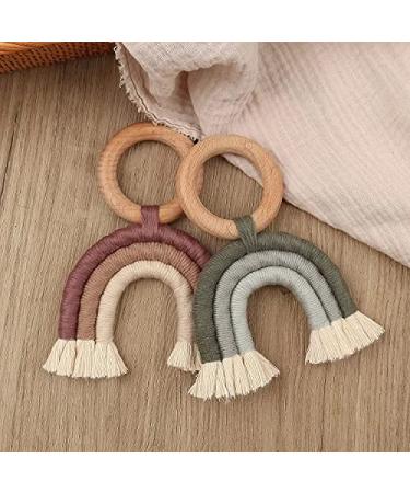 Wooden Rainbow Wall Hanging Teething Ring - Children's Room Decor (Green) | International Shipping - Buy Online on GoSupps.com