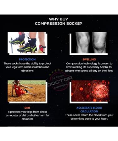 Footless Compression Socks for Women & Men | 20-30mmHg Calf Sleeves for Leg Support Varicose Veins & Shin Splints - 2 Pairs X-Large - Black - Buy Online on GoSupps.com