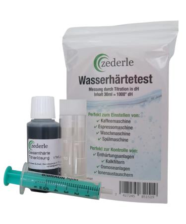 Zederle water hardness test set 1x 30 ml (corresponds to 1000 drops) - very productive 40-500 measurements - fast simple and precise The water hardness measurement - overall hardness test made in Germany - Buy Online on GoSupps.com