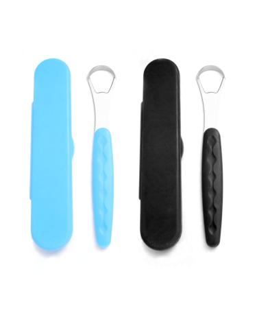 QICAITU 2 Pcs New Version Tongue Scraper Cleaner for Adults & Kids  Medical Grade Metal Tongue Brushes Set for Fresh Breath Dental Eliminate Bad Breath in Seconds (Multicolor 2pcs)