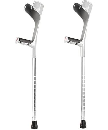 Forearm Crutches Lightweight Adjustable Aluminum Canes Retractable Foldable Medical Rehabilitation Crutches Walking Stick Device with Safety Handrails 1 Pair Selfless dedication Silver foldable