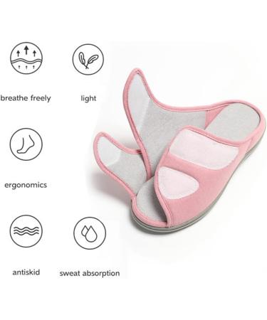 Womens Diabetic Edema Slippers - Adjustable Strap Extra Wide Sandals for Swollen Feet - Pink XS - Buy Online on GoSupps.com