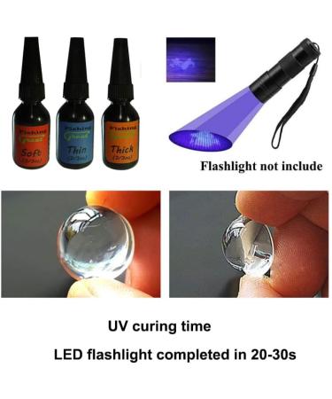 GreatFishing Fly Tying UV Glue Combo: Three Bottles Thick, Thin, and Soft + 12 LED Light - Buy Online on GoSupps.com