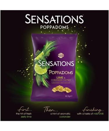 Walkers Sensations Poppadoms Lime & Coriander Sharing Bag (82.5gX2) | Suitable for vegetarians | Bag for sharing | Light & crispy texture | No MSG - Buy Online on GoSupps.com