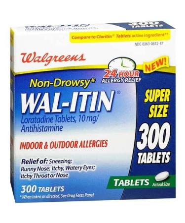 Walgreens Wal-Itin 24 Hour Allergy Relief Tablets 300 ea
