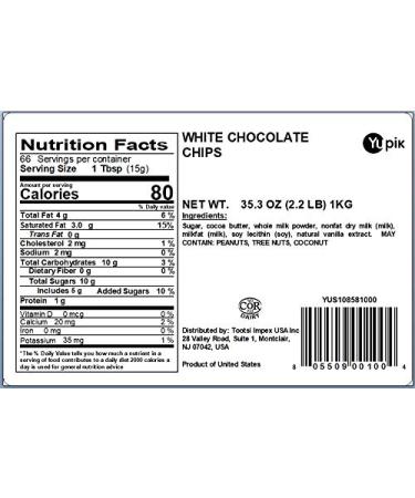 Yupik White Chocolate Chips 2.2 lb - Premium Quality - Buy Online on GoSupps.com