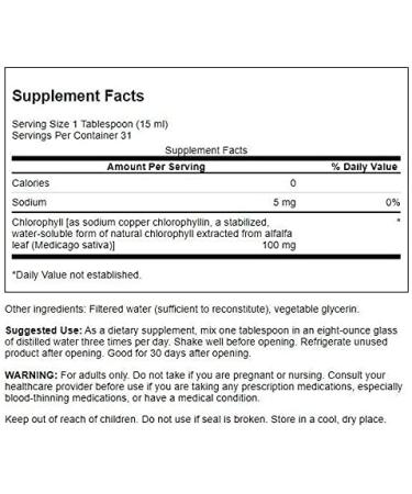 Swanson Liquid Chlorophyll 100mg - 16 fl oz (473ml) | Natural Detox & Energy Boost - Buy Online on GoSupps.com