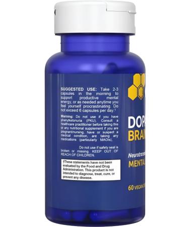 Dopamine Brain Nutrient Support for concentration and mental motivation mental energy and support of neurotransmitters with B vitamins 2 - Buy Online on GoSupps.com