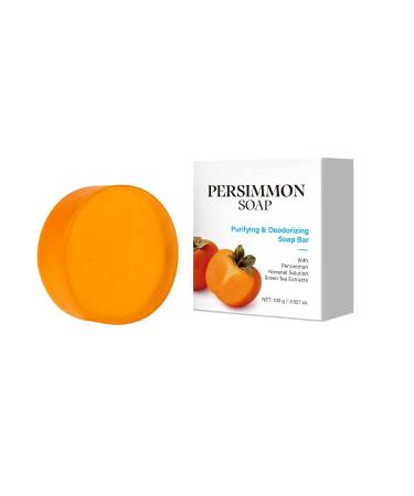 GNAUMORE Natural Persimmon Soap Persimmon Soap with Green Tea Extract Deep Cleansing To Remove Body Odor 100g